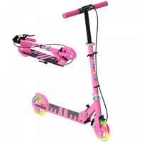 Qaba Scooter For Kids Ages 3-8, Folding Lightweight Kick Scooters With Light Up Wheels, 4 Levels Adjustable Handlebar, Rear Brake & Handbrake For Girls And Boys, Pink