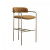 Serene Mid-Century Modern Metal Upholstered Counter Stool in Turmeric | Tabouret de comptoir moderne mi-siecle en metal et tissu, coloris curcuma