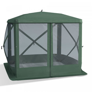 Outsunny Pop-up Screen House Gazebo Camping Outdoor Instant Setup Tent Fits 3-4 People 210d Material W/ Carry Bag & Ground Stakes, Green