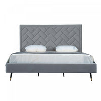 Crosby Modern Upholstered Velvet King Bed in Gray 