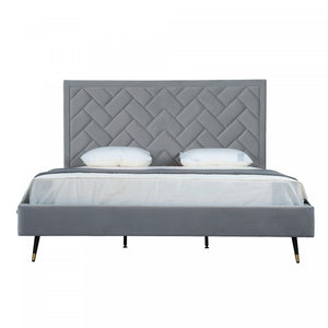 Crosby Modern Upholstered Velvet King Bed in Gray