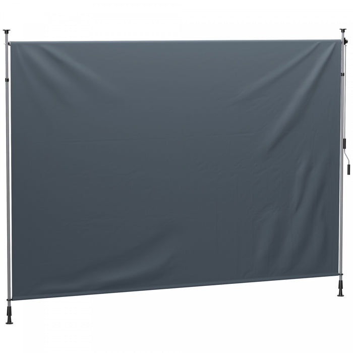 Outsunny Retractable Patio Awning, Outdoor Privacy Screen, Dark Grey