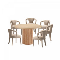 Hathaway and Palmer Modern Industry Chic 7-Piece Dining Set in Ivory and Natural Dining Room Set 