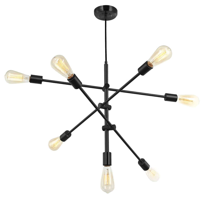 Dainolite Alexa 7 Light Adjustable Pendant Matte Black Finish Lamp