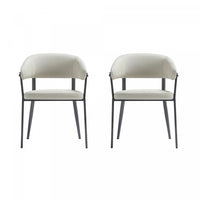 Belle Modern Metal Upholstered Dining Chair in Oatmeal - Set of 2