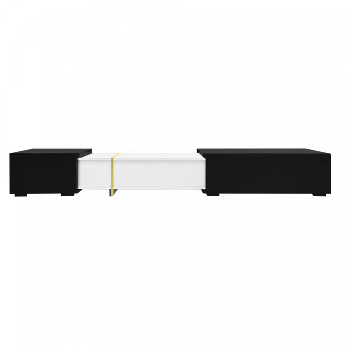 Liam 55.1\"–102\" Modern TV Cabinet with Adjustable Length and Rotating Function,Black Tv Stand