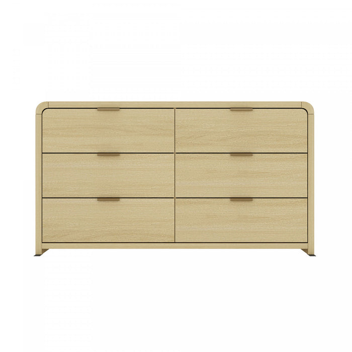 Grace Modern 60\" Dresser in Natural Oak (6-Drawer)