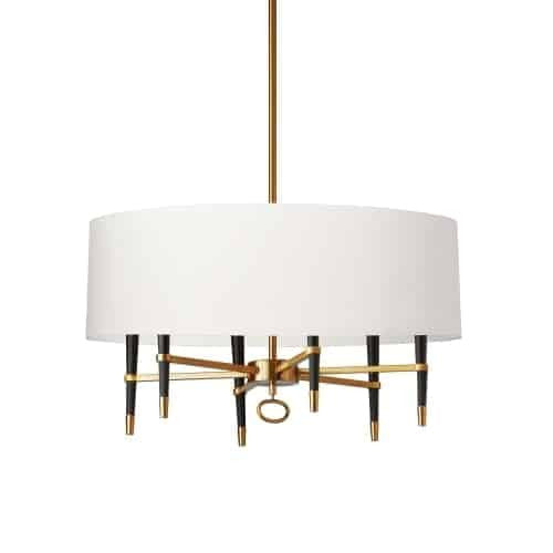 Dainolite Langford 6 Light Chandelier Vintage Bronze White Shade Lamp