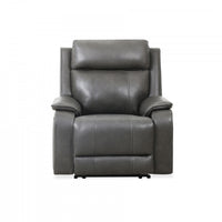 Marlow 37 in. Leather Match Power Glider Recliner with USB/USB-C - Charcoal 
