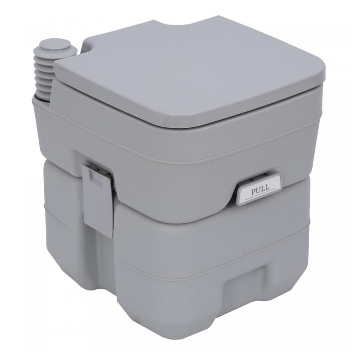 Outsunny Portable Toilet For Adults, Flushable Travel Toilet With Lid, Grey