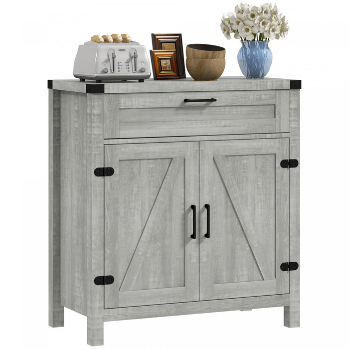 HOMCOM Farmhouse Sideboard Buffet Cabinet with Drawer and Adjustable Shelf