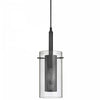Dainolite Percy 1 Light Pendant Matte Black Finish Clear Glass Lamp