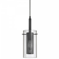 Dainolite Percy 1 Light Pendant Matte Black Finish Clear Glass Lamp