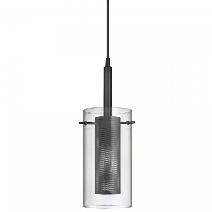 Dainolite Percy 1 Light Pendant Matte Black Finish Clear Glass Lamp