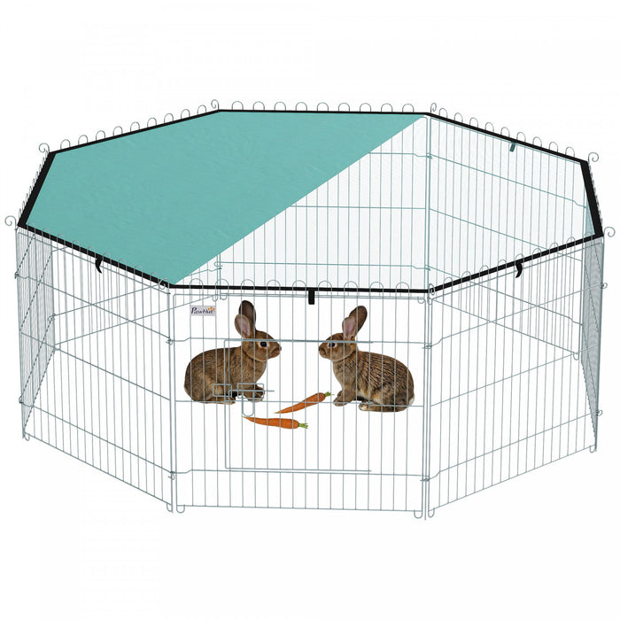 PawHut Foldable Pet Playpen with Top Cover, Portable Heavy Duty Dog Pen for Dogs, Cats, Chickens, Rabbits, 8 Panels Dog Fence Outdoor/Indoor