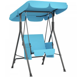 Outsunny 1-seat Patio Swing Chair With Adjustable Canopy And Cushions