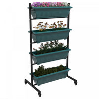 Outsunny 4-tier Vertical Raised Garden Bed With 4 Planter Boxes, Wheels, Outdoor Plant Stand Grow Co