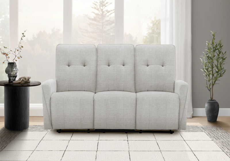 Small 3-Seater Power Reclining Sofa, 70\" Wide, Usb Port Included, Light Grey Fabric Recliner