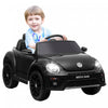 Qaba 12v Electric Car For Kids, Volkswagen Beetle Licensed Battery Powered Ride-On Kids Car With Parent Remote Control, 4 Spring Suspension Wheels, Soft Start, Headlights, Fm Radio, Black