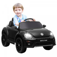 Qaba 12v Electric Car For Kids, Volkswagen Beetle Licensed Battery Powered Ride-On Kids Car With Par
