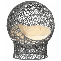 PawHut Cat Bed, Elevated Rope Weave Cat Egg Chair with Cushion, Handwoven Kitty House with Stand for Indoor Kittens, Violet