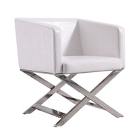 Manhattan Comfort Hollywood Polished Chrome Faux Leather Lounge Accent Chair - White