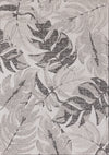 Jackson Grey White Botanical Leaves Rug, 7'10\" x 10'6\" Outdoor Area Rug