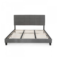 Lucia Upholstered Platform Bed Frame With Tufted Waffle Stitching,king Size,charcoal King Bed