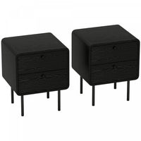 HOMCOM Nightstand Set of 2 with 2 Storage Drawers, Bedside Tables, Black