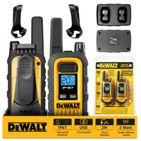 2 Dewalt Dxfrs300 Walkie Talkies - 1 Watt, Heavy Duty, 22 Channel Long Range Two Way Radios