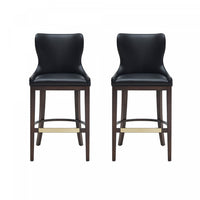 Blair Modern Wood Upholstered Barstool in Black - Set of 2 Bar Stool 