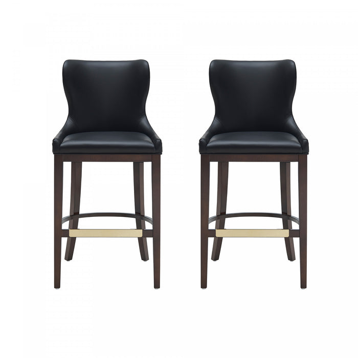 Blair Modern Wood Upholstered Barstool in Black - Set of 2 Bar Stool