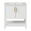 Simona 30\" Solid Wood Bathroom Vanity With Ceramic Sink And Storage - White