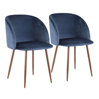 LumiSourceFran Blue Velvet Contemporary Dining Chair - Set of 2