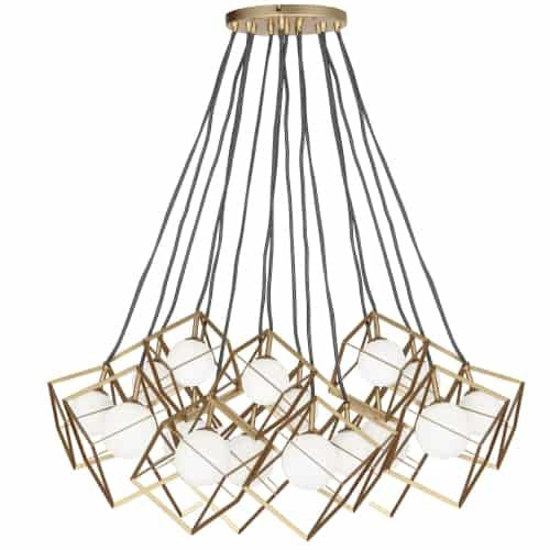 Dainolite Thomson 16 Light Chandelier Gold White Glass Lamp
