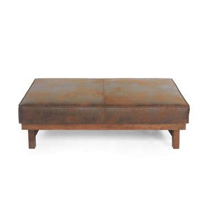 Harrison Large Ottoman Coffee Table with Faux Leather and Storage Function - Brown