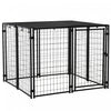 Pawhut Outdoor Dog Kennel, Welded Wire Steel Fence, Lockable Pet Playpen Crate, With Top Cover, Door, Black