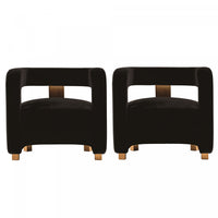Amirah Modern Velvet Lounge Chair in Black - Set of 2