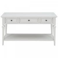 Sabina Solid Wood Console Table With 3 Drawers And Shelf - Antique White
