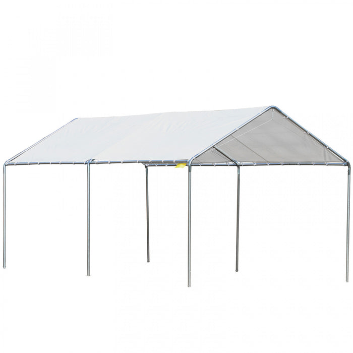Outsunny 10' X 20' Carport Heavy Duty Galvanized Car Canopy With Included Anchor Kit, 3 Reinforced Steel Cables, White