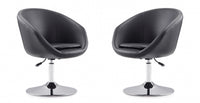 Hopper Modern Upholstered Swivel Lounge Chair in Black - Set of 2 Accent Chair