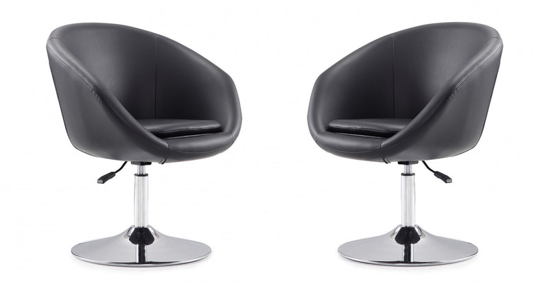 Hopper Modern Upholstered Swivel Lounge Chair in Black - Set of 2 Accent Chair