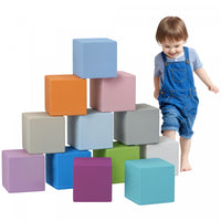 Soozier 12 Piece Foam Blocks, Soft Play Equipment For Kids, Climbing Toys For Toddlers, Safe Play Structures For Preschooler Baby Learning Development, Light Colour