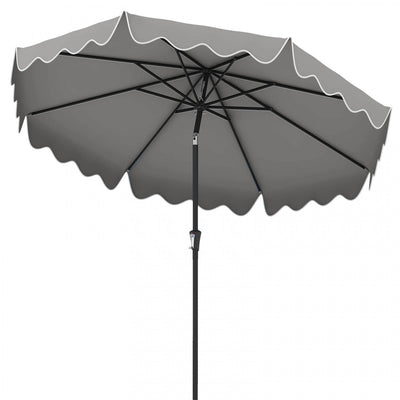 Costway 9 FT Patio Umbrella 2-Tier Market Table Umbrella with Sun-Protective Canopy Gray