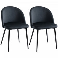 HOMCOM Dining Chairs Set of 2, Mid-Back Velvet-touch Upholstery Side Chair