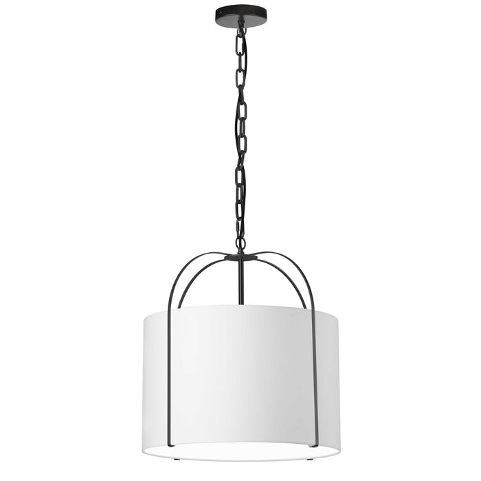 Dainolite Quincy 1 Light Pendant Matte Black White Shade Lamp