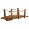 Outsunny 5ft Wooden Garden Bridge Outdoor Decorative Arc Footbridge With Hemp Rope Railings & Fir Construction, Orange