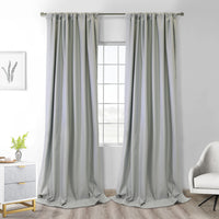 Thermaplus Brooklyn Grey Blackout Dual Header Curtain Panel - 52 x 63