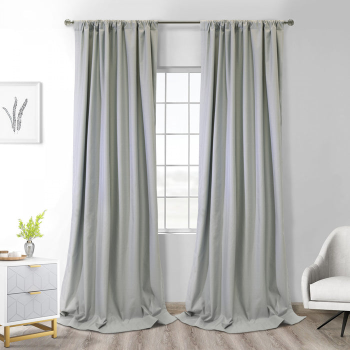 Thermaplus Brooklyn Grey Blackout Dual Header Curtain Panel - 52 x 63