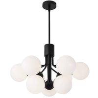Dainolite Amanda 9 Light Chandelier Matte Black White Opal Glass Lamp
